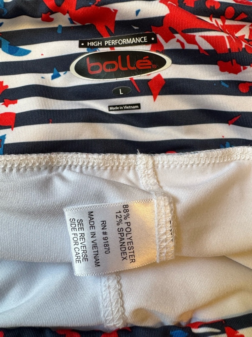 Bolle Athletic Skort Skirt L Red White Blue Striped Built In Shorts Swim Tennis - Picture 5 of 14
